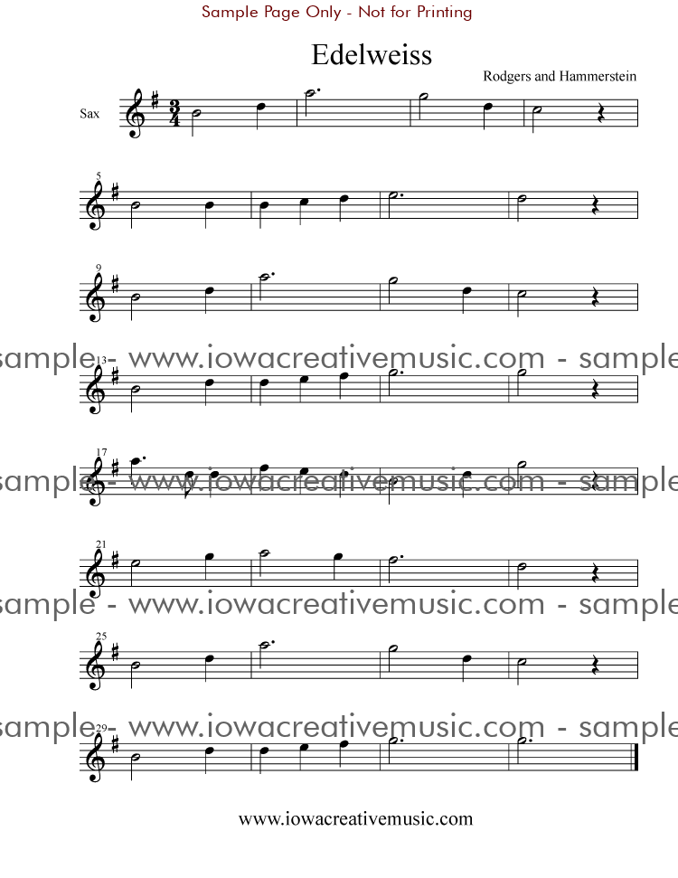 saxophone sheet music copy