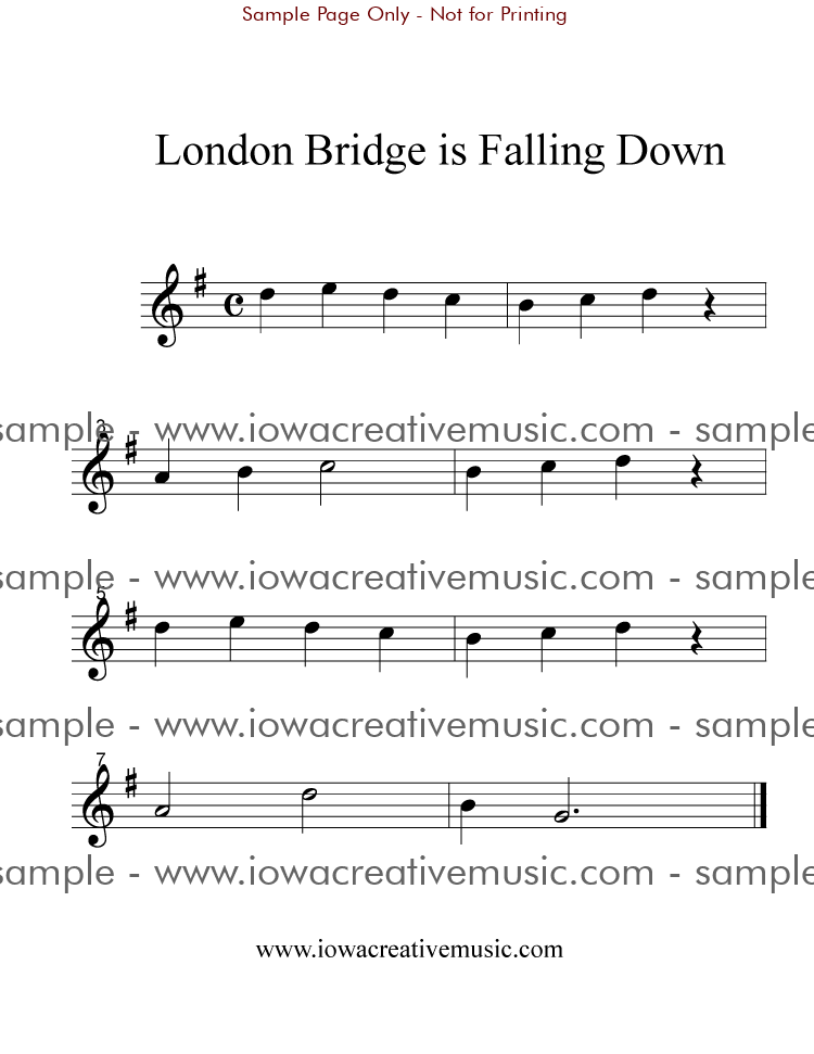 Free Flute Sheet Music London Bridge Is Falling Down In G 