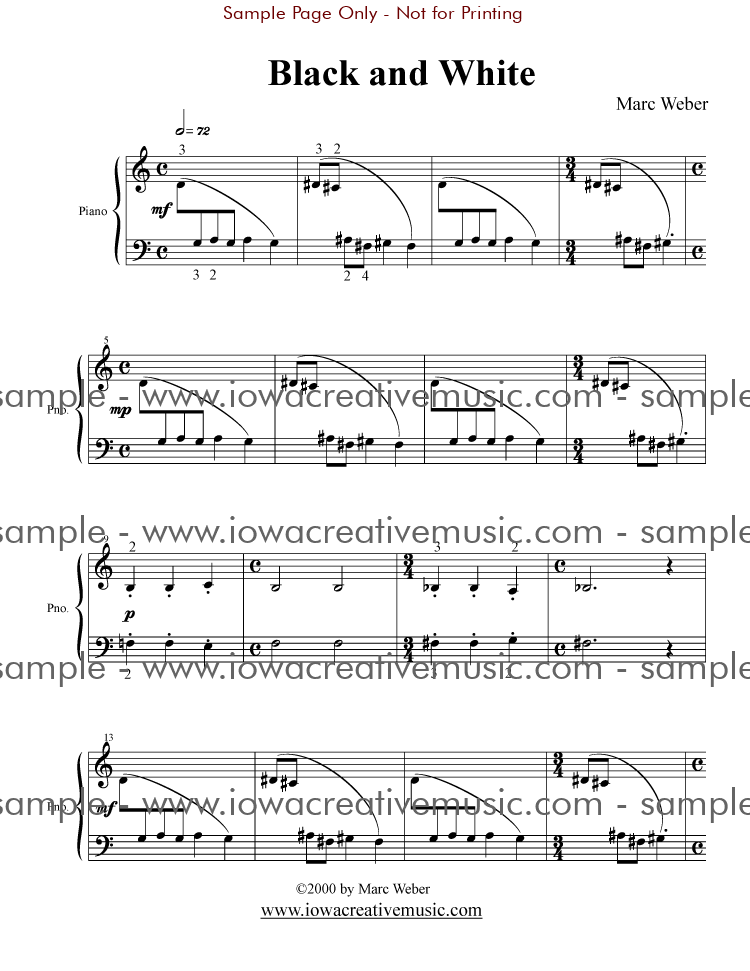 Piano Sheet Music - Black and White
